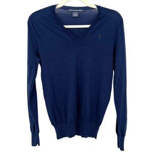 Ralph Lauren Golf Mens Merino Wool V-Neck Sweater Navy Blue Size Large